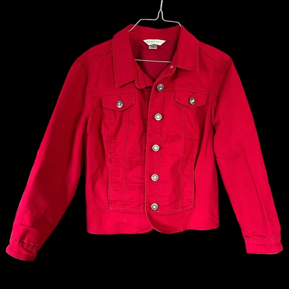 Like New Christopher & Banks Red Jean Jacker P/L